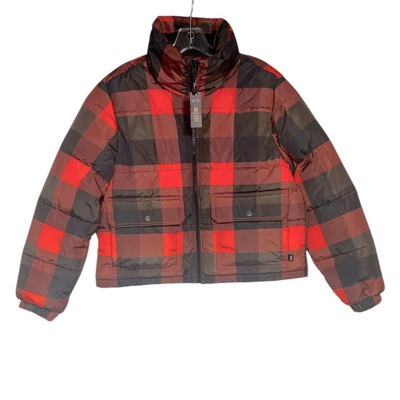 NEW Vans MTE Red/Black Plaid Primaloft Puffer Jacket Size S - Picture 1 of 10